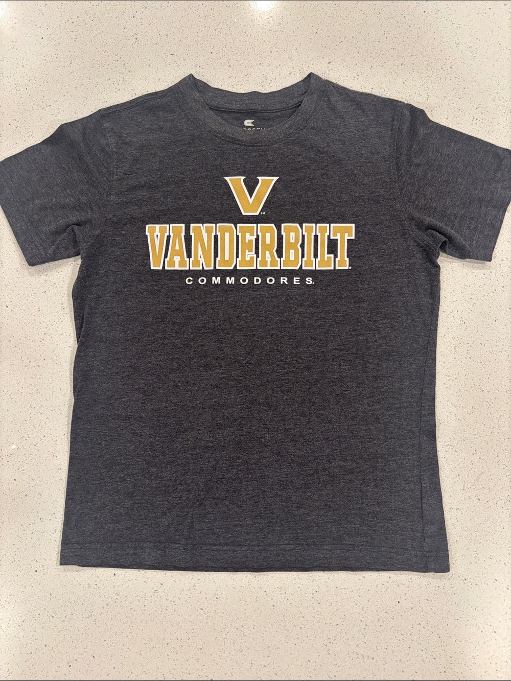 Colosseum Vanderbilt Commodores Gray Youth Large Tee with Gold Logo